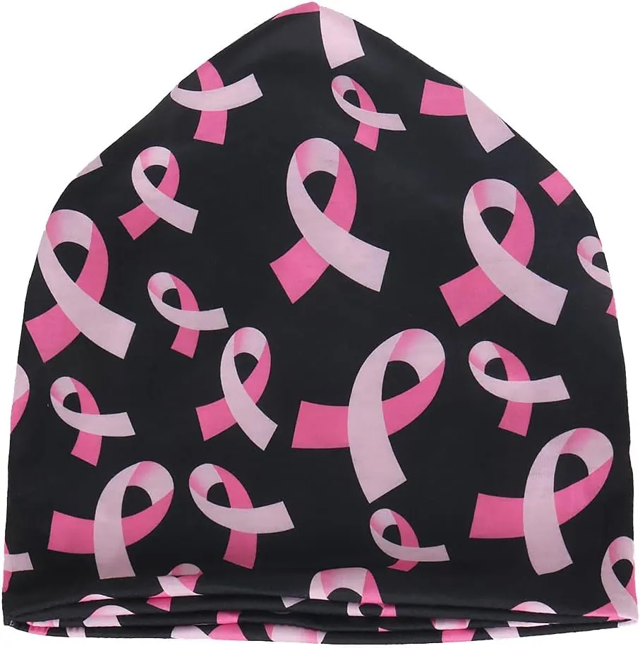 Jemis Sweet Heartwarming Breast Cancer Beanie Hat, Romantic Knitted Hat, Cancer Headwear Caps Baggy Skull Sleep Scarf