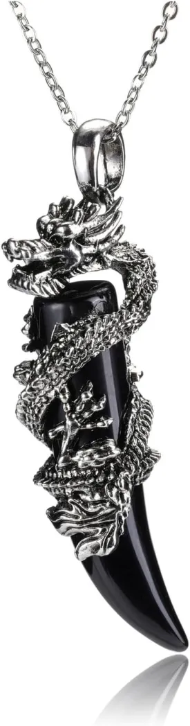 Jovivi Crystal Dragon Necklace for Men Women Dragon Wrapped Healing Stone Pendant Necklace Retro Cool Mens Crystal Necklaces Natural Gemstone Quartz Spiritual Jewelry