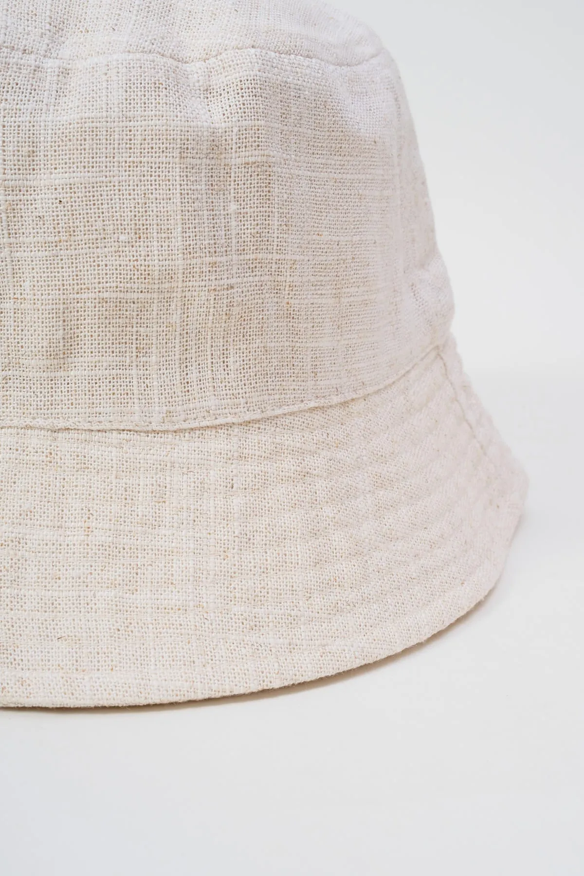 Linen Blend Bucket Hat in Beige