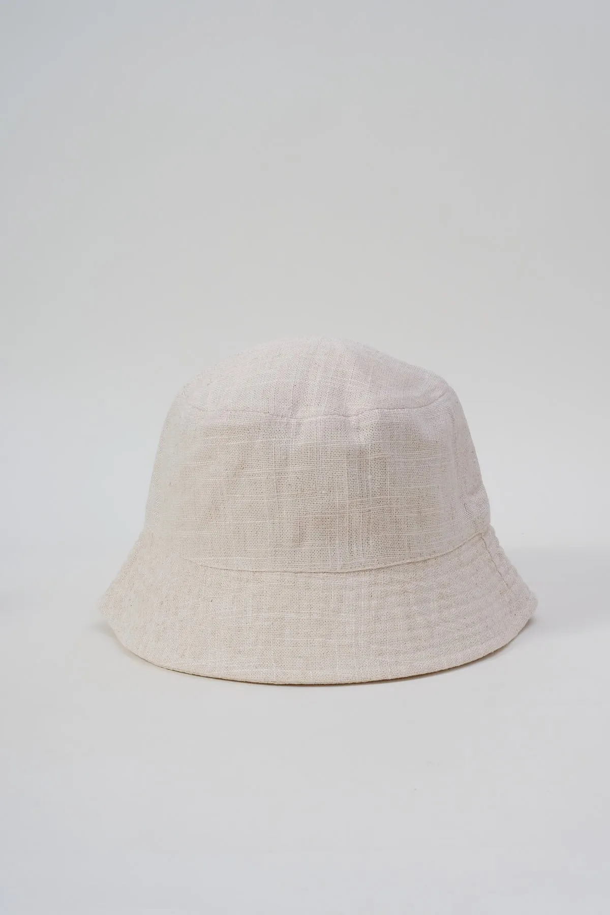 Linen Blend Bucket Hat in Beige