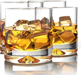 Mofado. Crystal Old Fashioned Whiskey Glasses - 10oz (Set of 4) - Perfect Weight and Sturdy/Barware for Scotch, Bourbon, Manhattans, Old Fashioned Cocktails - Gift for Birthdav Wedding