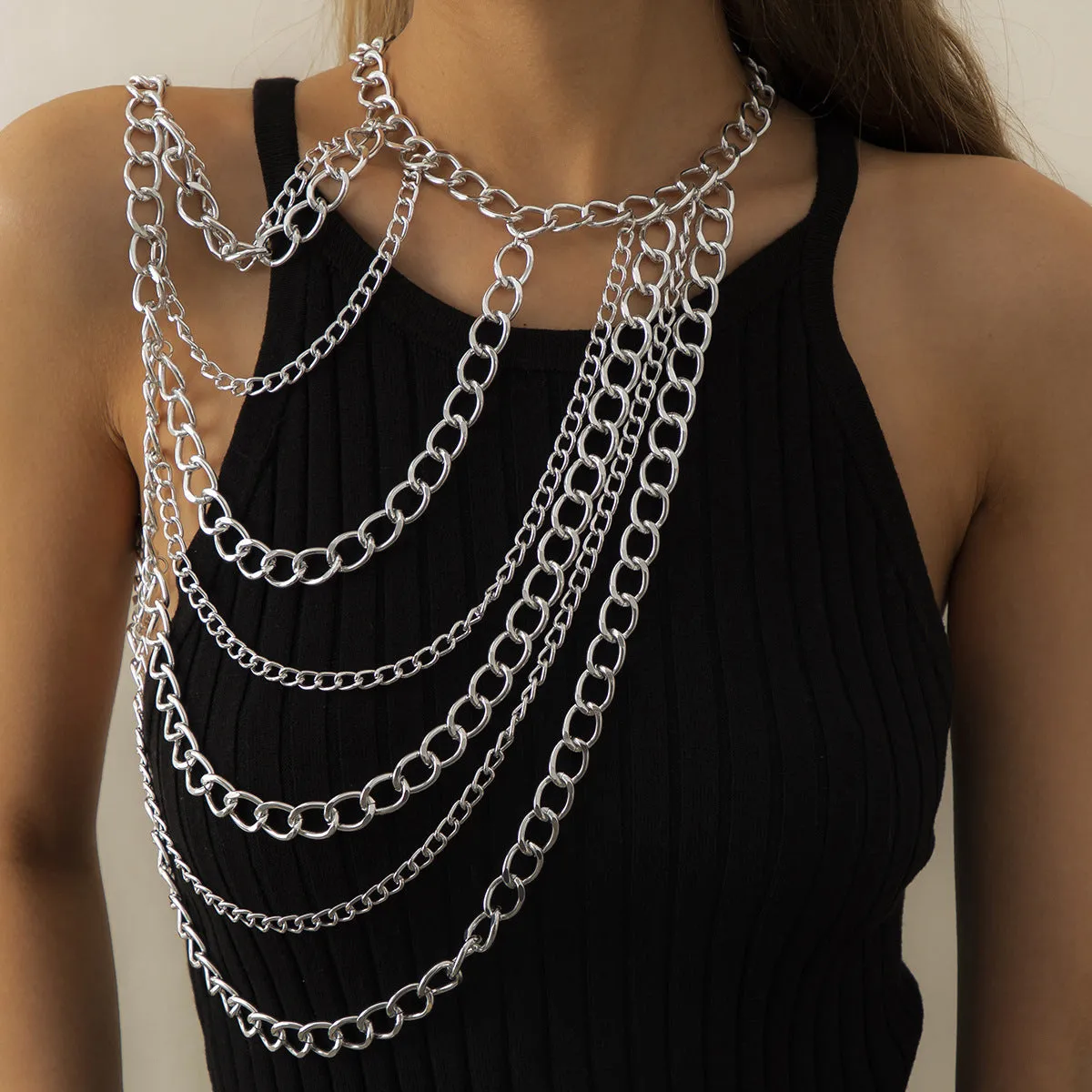 Neck Hanging Chain Clavicle Necklace Sexy Geometric U-Shaped Tassel Shoulder Body Chains