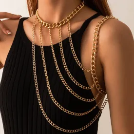 Neck Hanging Chain Clavicle Necklace Sexy Geometric U-Shaped Tassel Shoulder Body Chains