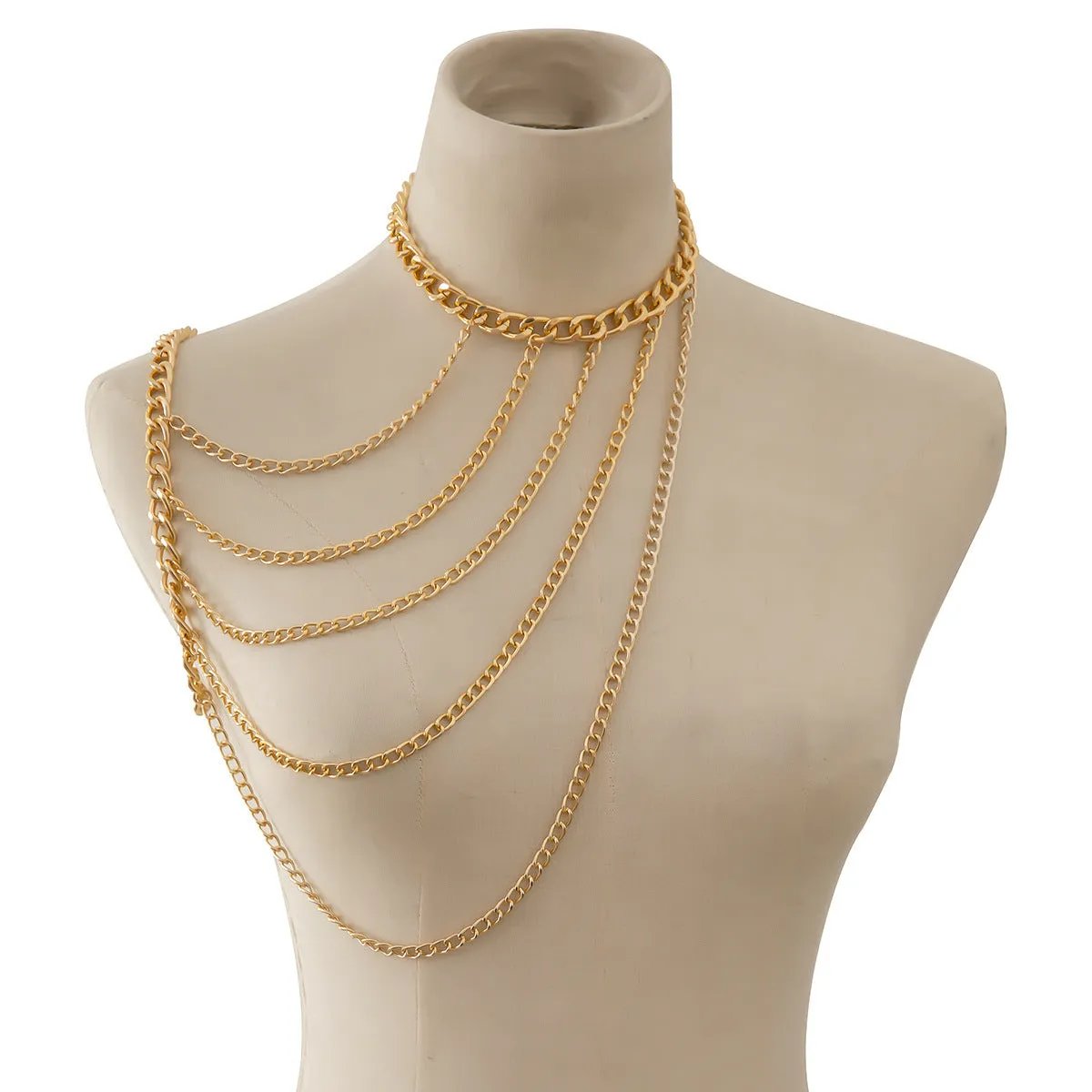 Neck Hanging Chain Clavicle Necklace Sexy Geometric U-Shaped Tassel Shoulder Body Chains