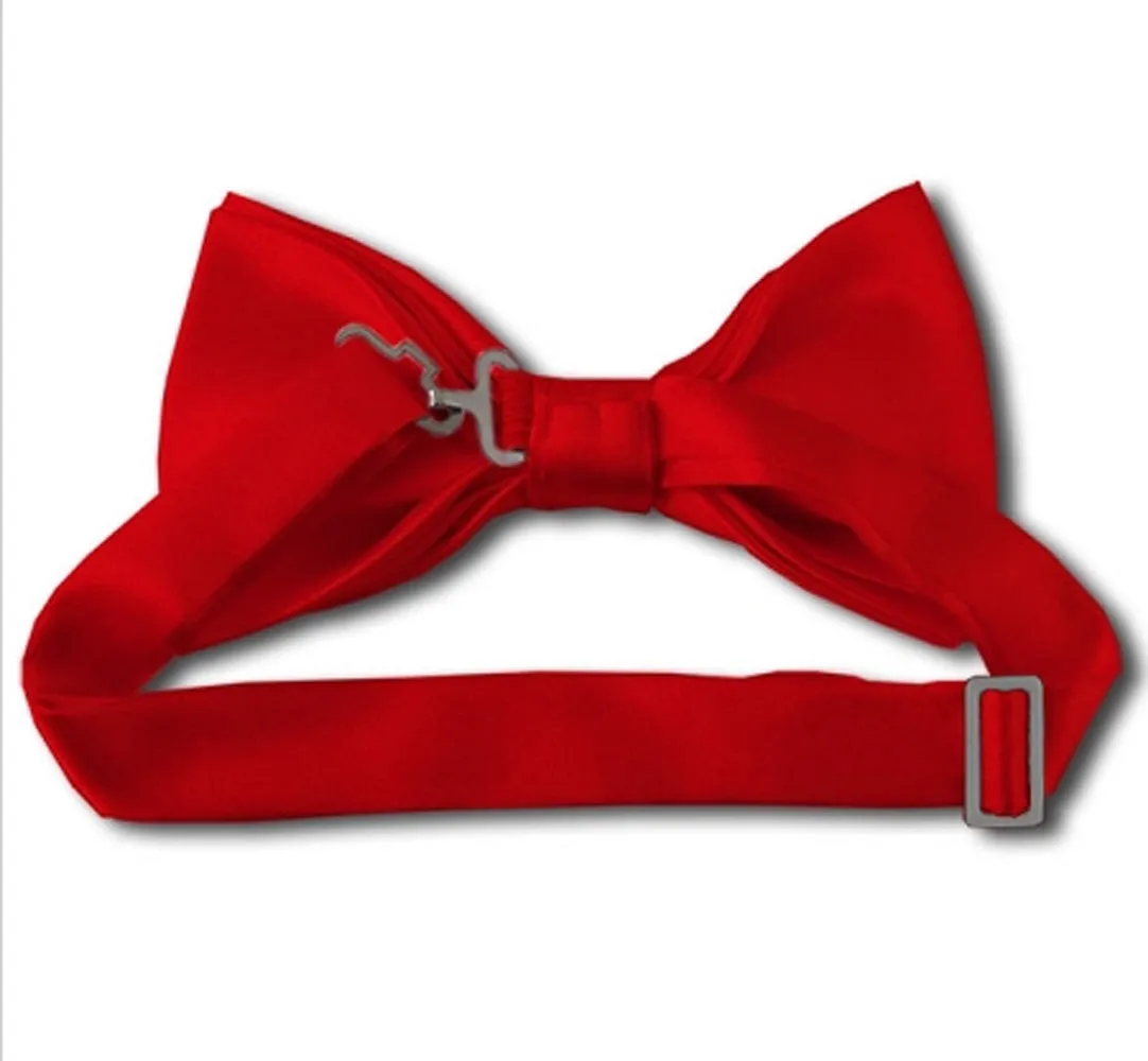 New Solid Satin Pretied Bow Ties - Coral Rose