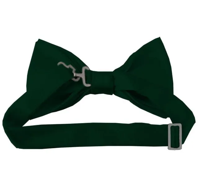 New Solid Satin Pretied Bow Ties - Silver