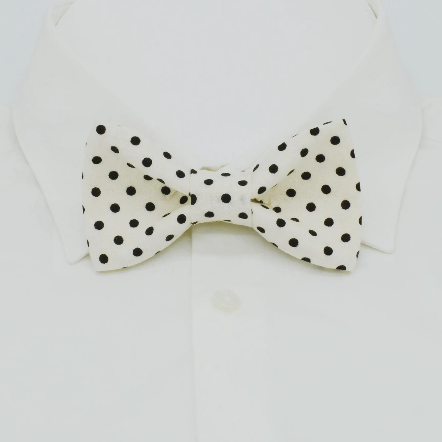 Off White with Black Polka Dot Bow Tie