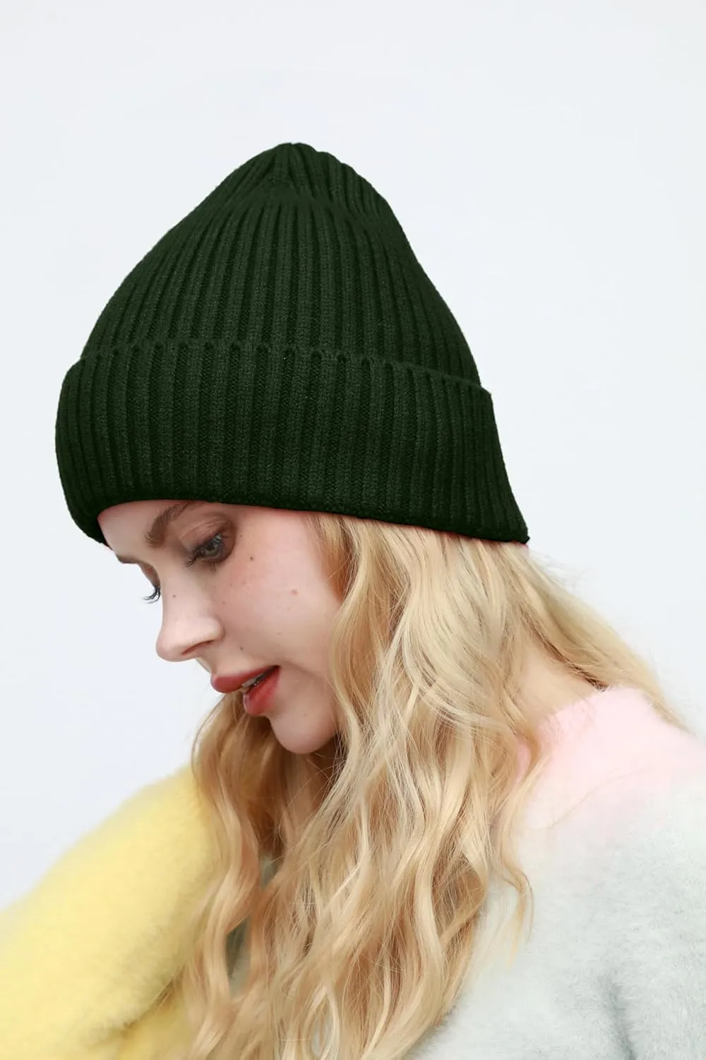 Satin Lined Beanie for Women Men, Womens Silk Lined Beanies, Wool Knit Cuffed Warm Winter Hats Skull Cap