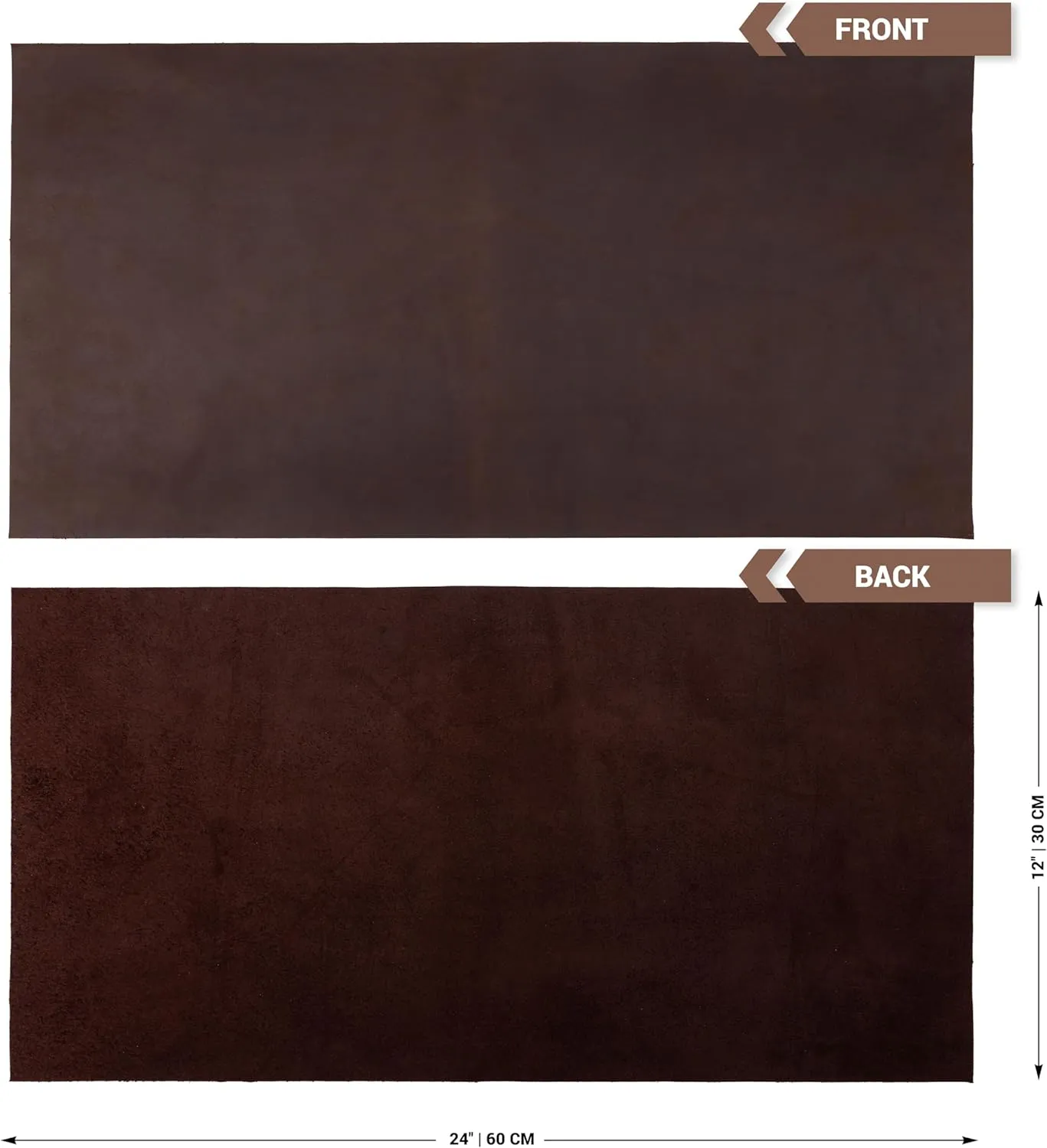 Shkira 12''X24'' Genuine Dark Brown Leather Sheets for Crafts - Tooling Leather Square - 2.0MM Thick Genuine Top Full Grain Oil Tan - Thick Cowhide Pieces Square