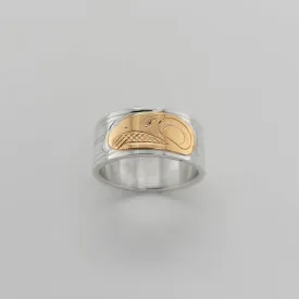 Silver 3/8" Band with Gold Eagle