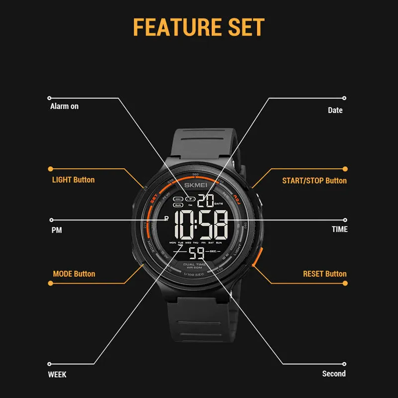 SKMEI 1841 Powerful Men‘s LED Sports Watch with Stopwatch