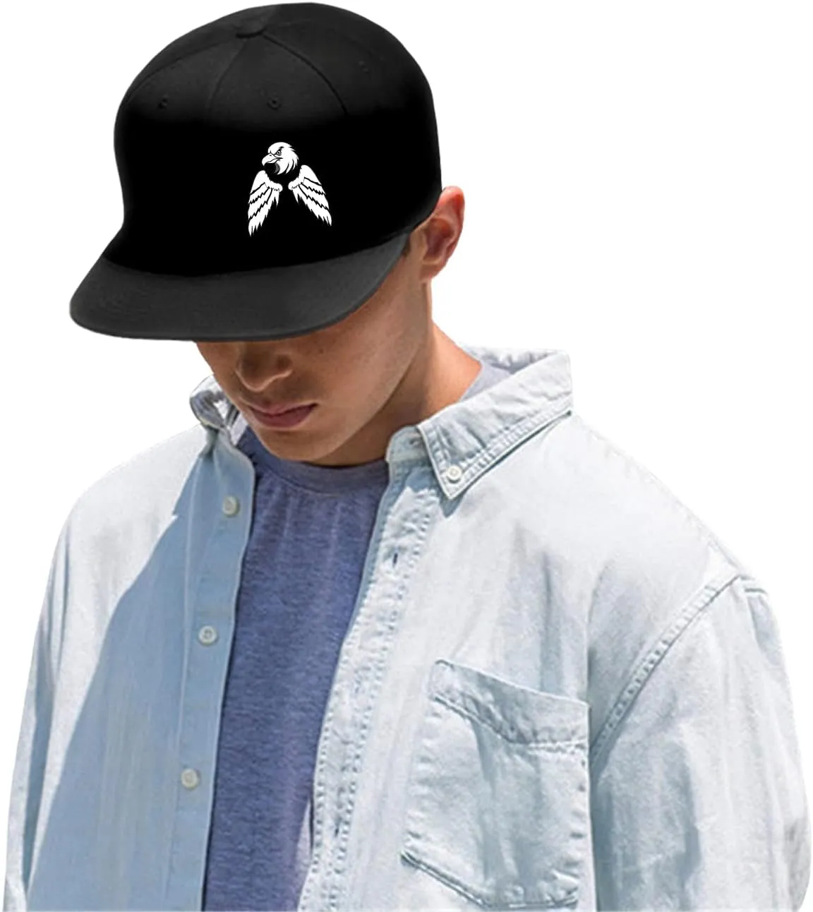 Snap Backpack Hat for Men Skull Hat Snapback Hats Flat Bill Baseball Cap Adjustable Skeleton Hand Black