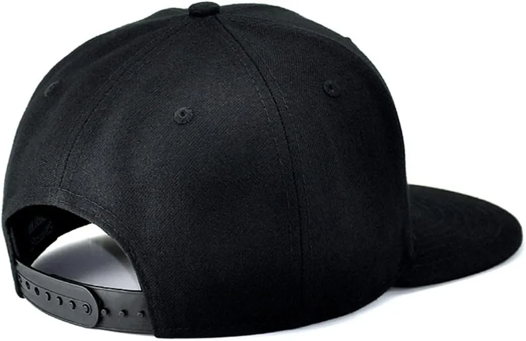 Snap Backpack Hat for Men Skull Hat Snapback Hats Flat Bill Baseball Cap Adjustable Skeleton Hand Black