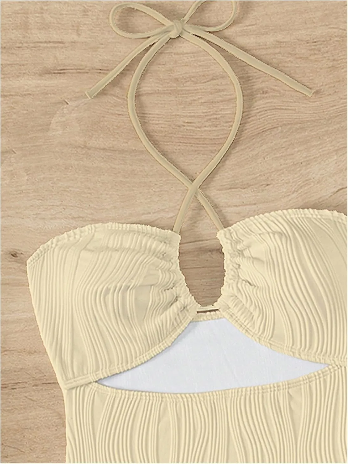 SOLY HUX Women's One Piece Swimsuit Criss Cross Halter Cut Out Bathing Suit with Cover Up