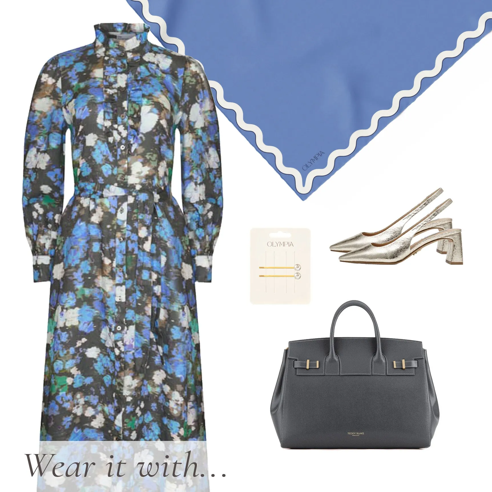 Sophie Granada Sky Silk Scarf - 89x89cm
