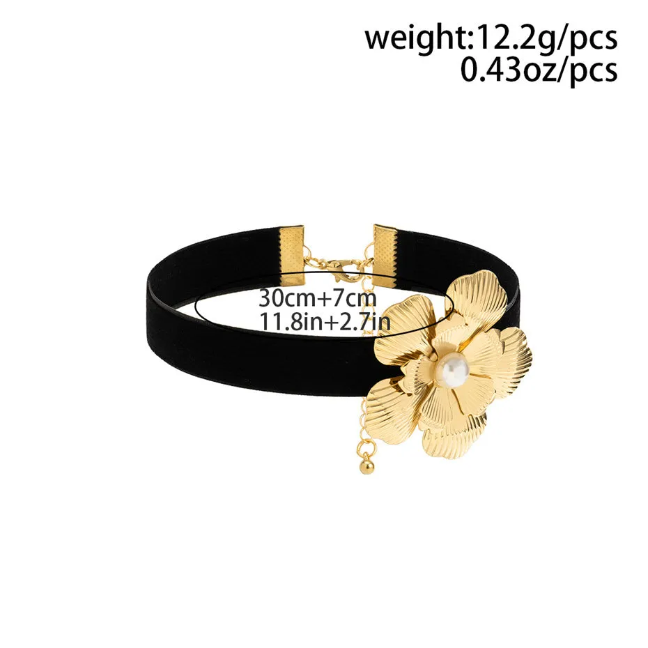 Vanessa Velvet Rose Flower Choker Necklace