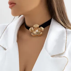 Vanessa Velvet Rose Flower Choker Necklace