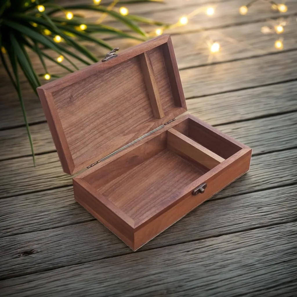 Walnut Handmade Walnut Partition Wooden Box for Keepsakes, Photos, Jewelry Ring Wedding Gift Box