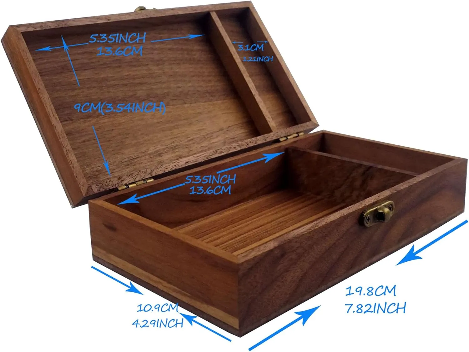 Walnut Handmade Walnut Partition Wooden Box for Keepsakes, Photos, Jewelry Ring Wedding Gift Box