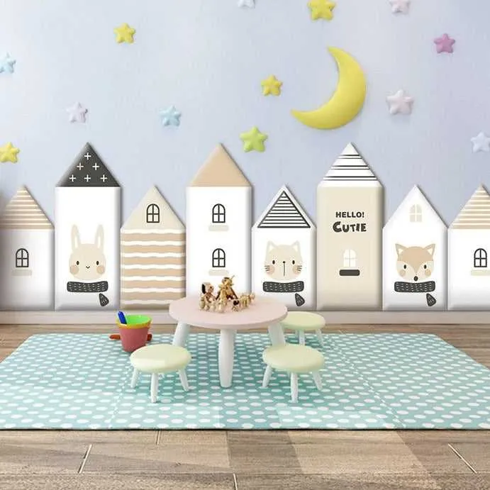 Whimsical Hobbit House Kids Wall Padded Safety Cushions
