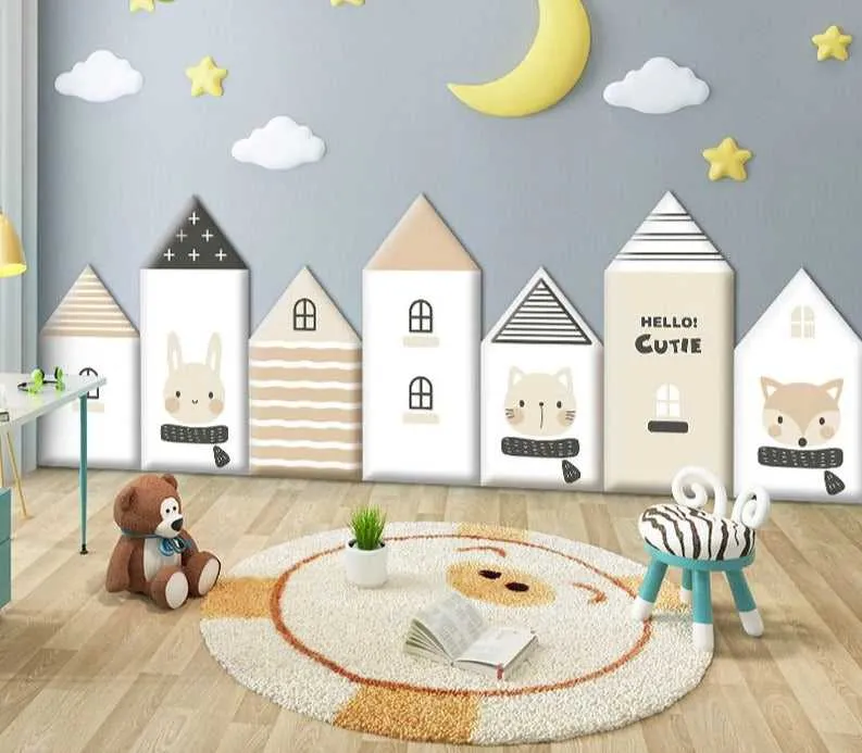 Whimsical Hobbit House Kids Wall Padded Safety Cushions