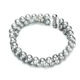 Women's 7mm AA Grade Grey Freshwater Pearl Bracelet 18.5cm