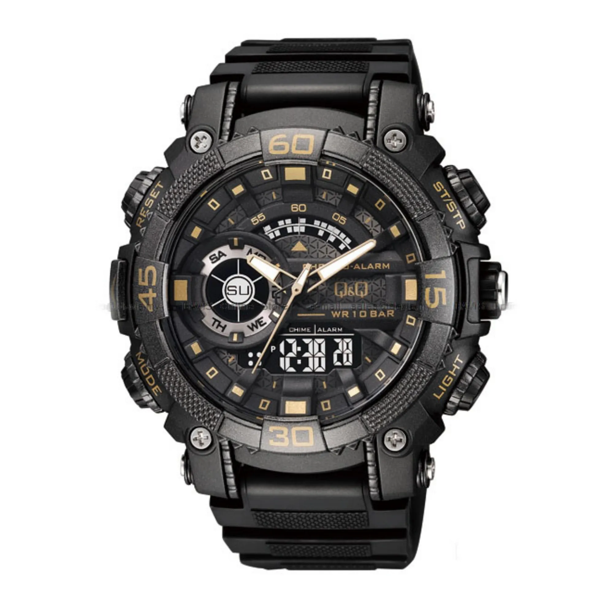 WW1087 Q&Q Dual Time Sports Fiber Belt Watch GW87J004Y