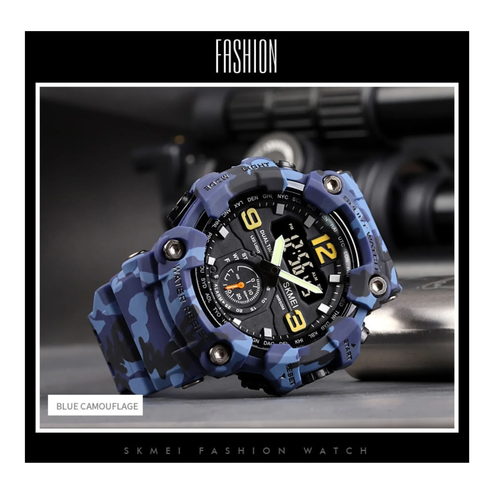 WW1542 SKMEI Sports Camouflage Dual Time Fiber Belt Watch 1520