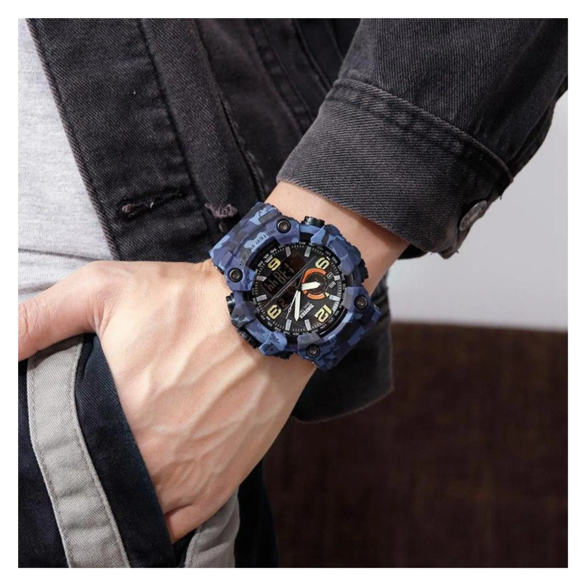 WW1542 SKMEI Sports Camouflage Dual Time Fiber Belt Watch 1520