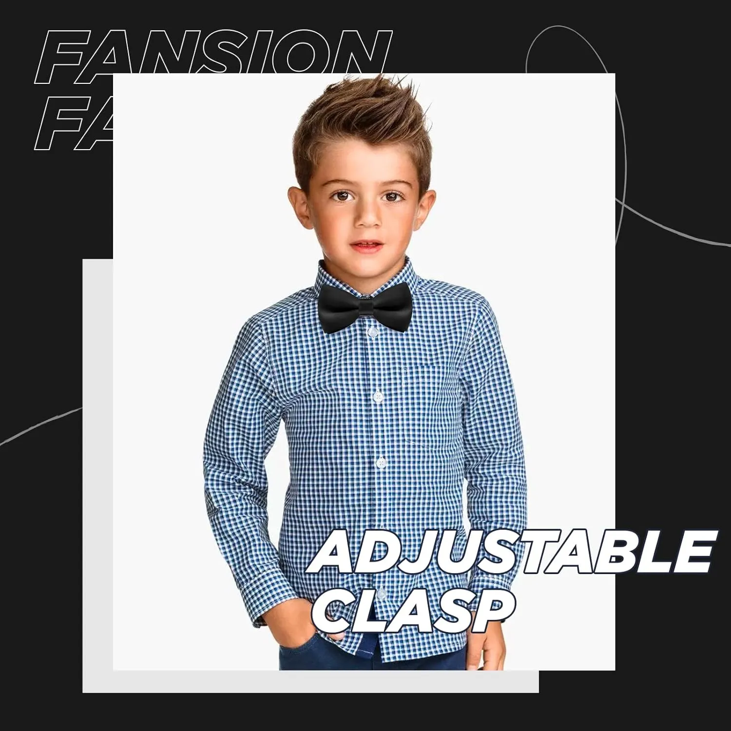 YASUOA Kids Bow Tie - Boy's Pre-tied Adjustable Neck Bowtie for Party