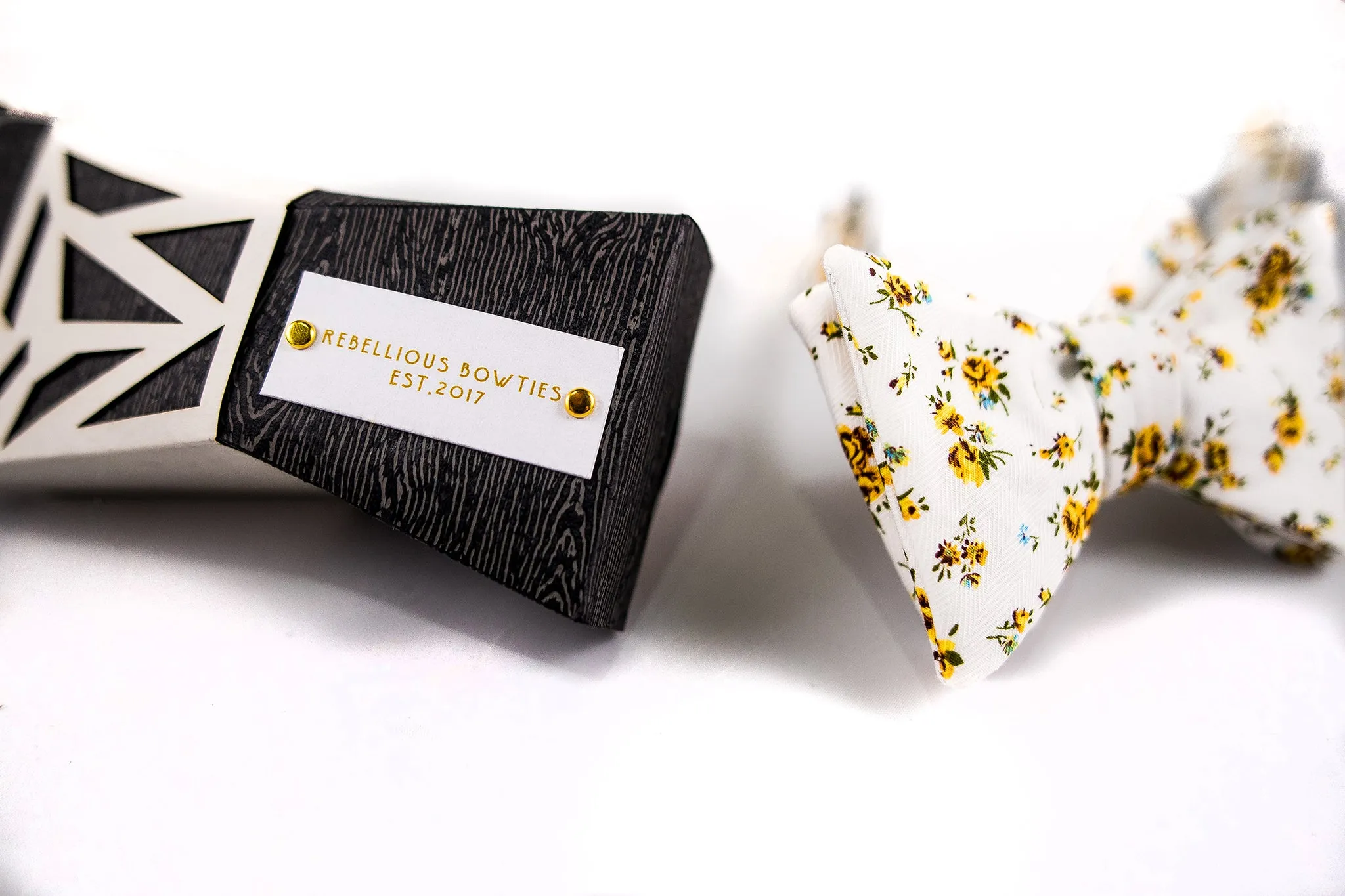 Yellow  Floral Cotton Bow Tie-Butterfly