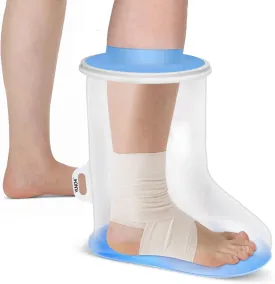 YUNCHI Waterproof Foot Cover for Shower Adults with Non-Slip Bottom, Reusable Watertight Foot Ankle Cast Protector for Foot Surgery Casts Bandages Wounds Dressing
